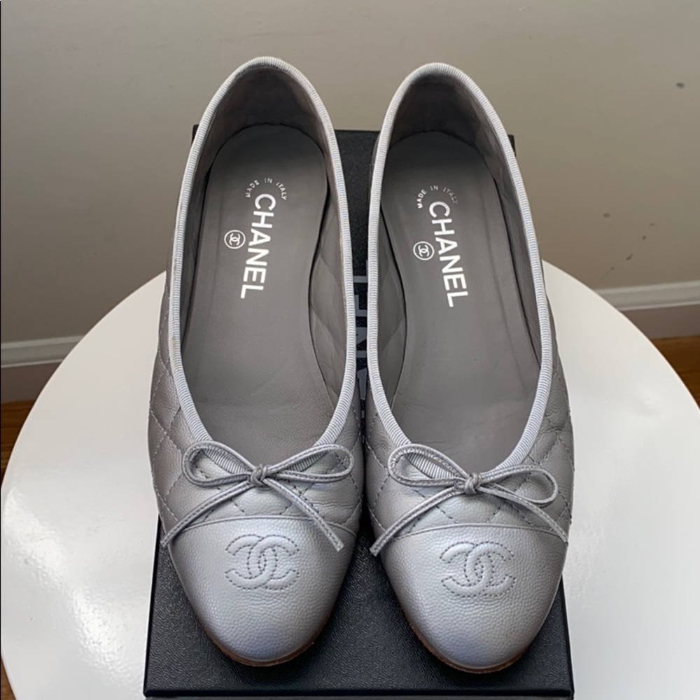 Chanel Silver Ballet Flats